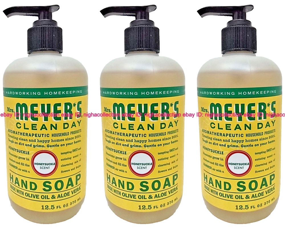Mrs Meyers Clean Day Honeysuckle Hand Soap 12.5oz Pack of 3 New