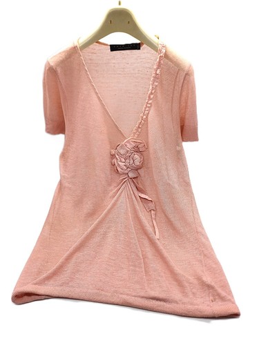 TWIN SET BY SIMONA BARBIERI, MAGLIA TOP, LINO, ROSA CIPRIA, TG S - Foto 4 di 10