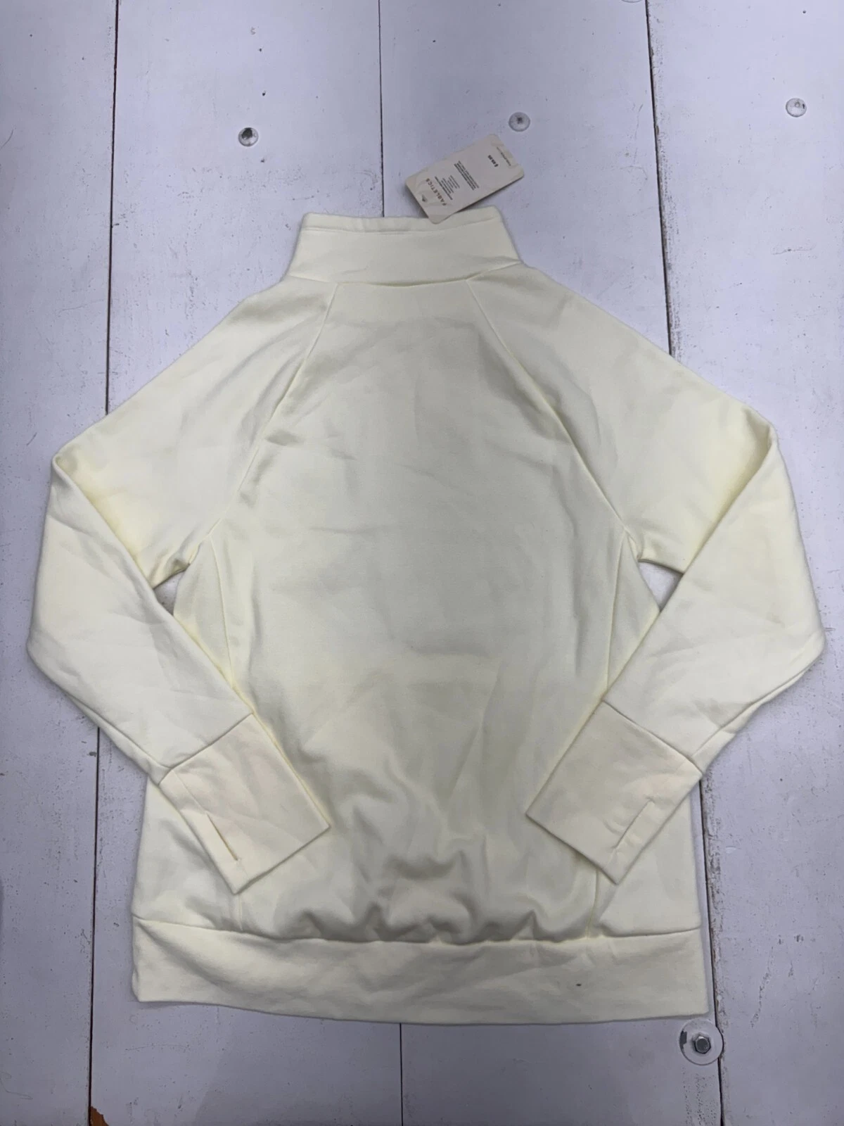 OFF WHITE Felpa con cappuccio pullover sportivo Fabletics avorio Zaylee collo imbuto tunica donna taglia M