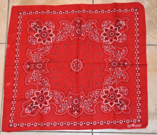 Vintage Handkerchief BANDANA Red Elephant Trunk Up FAST COLOR Paisley BIKER