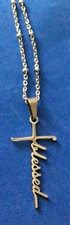 "Collar de cadena rosario con cuentas cruz bendita de acero inoxidable macizo 30"""