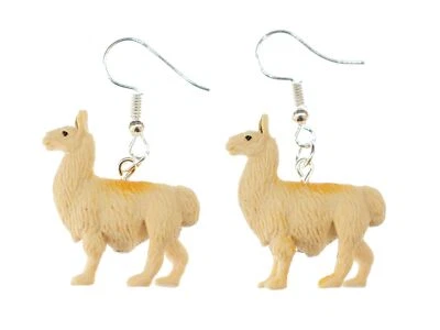 Lama Alpaka Ohrringe Miniblings Hänger Südamerika Peru Kamel Beige Gummi - Bild 1 von 4