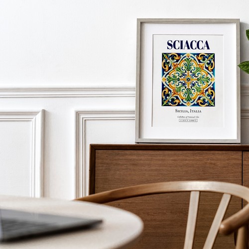 Sciacca Tile Print | Sicilian Folk Tile Pattern Wall Art - Picture 3 of 11