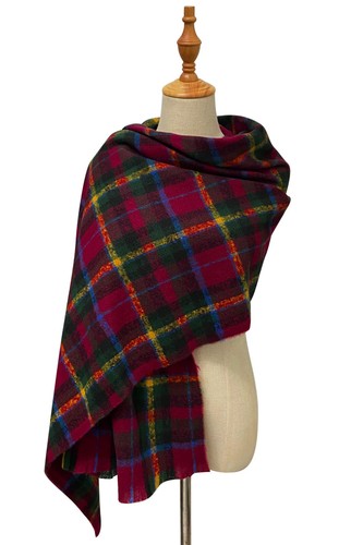 Christmas Tartan Blanket Girls Wrap Cosy Winter Shawl Ladies Scarf SC-3856-A - Picture 3 of 13