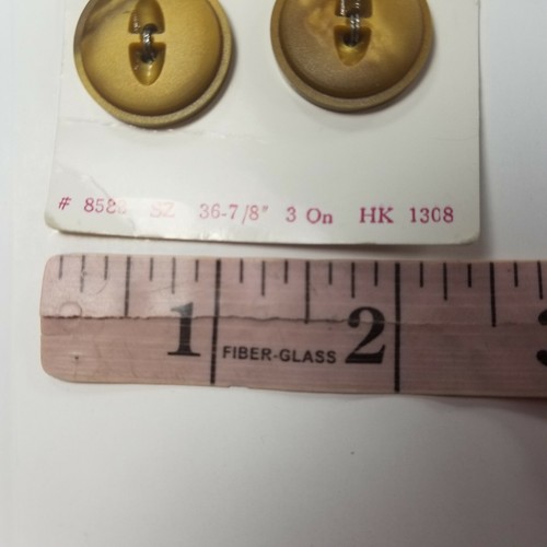 Vintage Lansing Two Hole Flat Buttons New Old Stock Dark Yellow Gold 7/8" - Picture 4 of 4