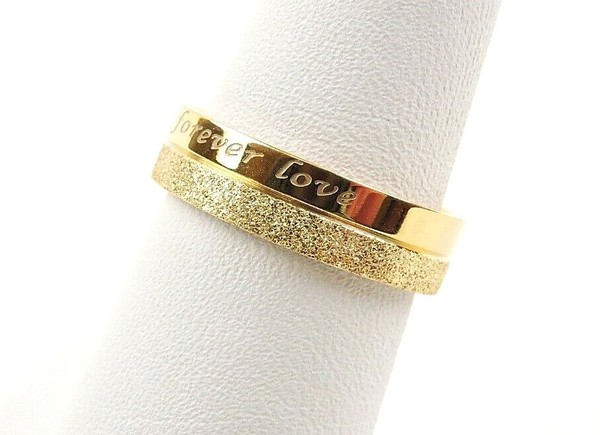 Alternate view of Gold Plated Engraved "forever Love" Comfort Fit Band Ring