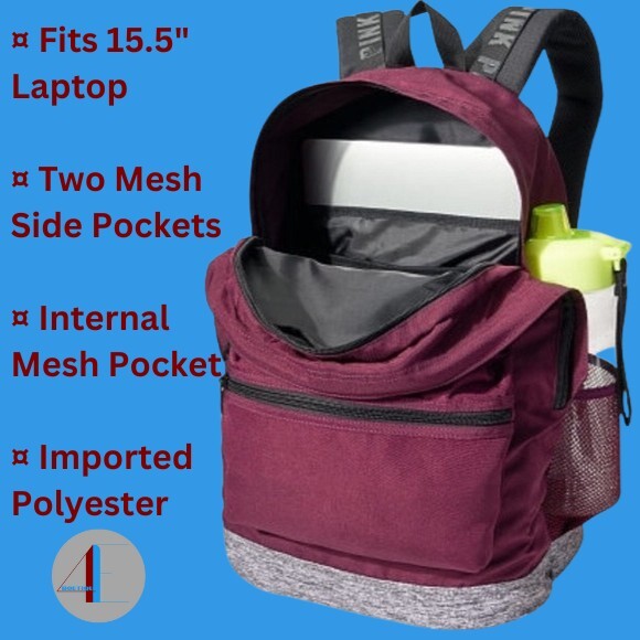 Victoria\'s Secret VS Pink Campus Backpack Bag Maroon/Mauve & Heather Grey Victoria main image 3