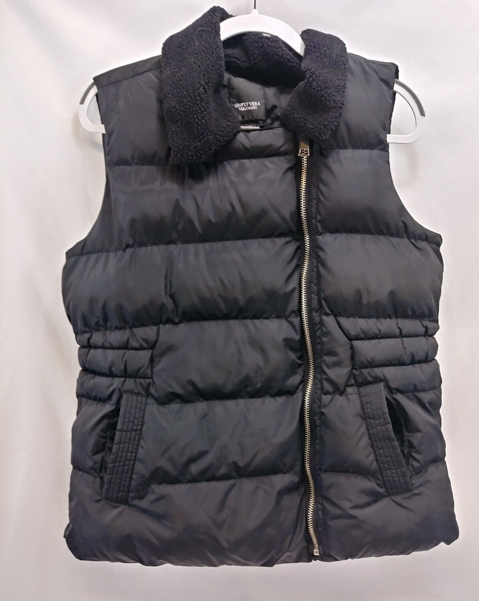 Simply Vera VeraWang Women's Puffer Vest Black Size M Jacket Full Zip  Sleeveless