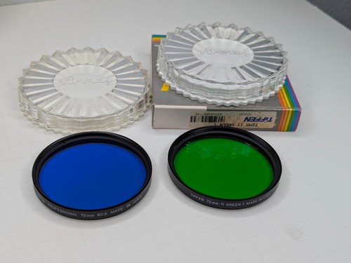 72mm Tiffen Set of 2 - 80A Blue Cooling and #11 Green 1 Filter with cases USA