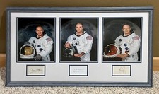 Neil Armstrong Buzz Aldrin Michael Collins Signed Index Card Framed Apollo XI