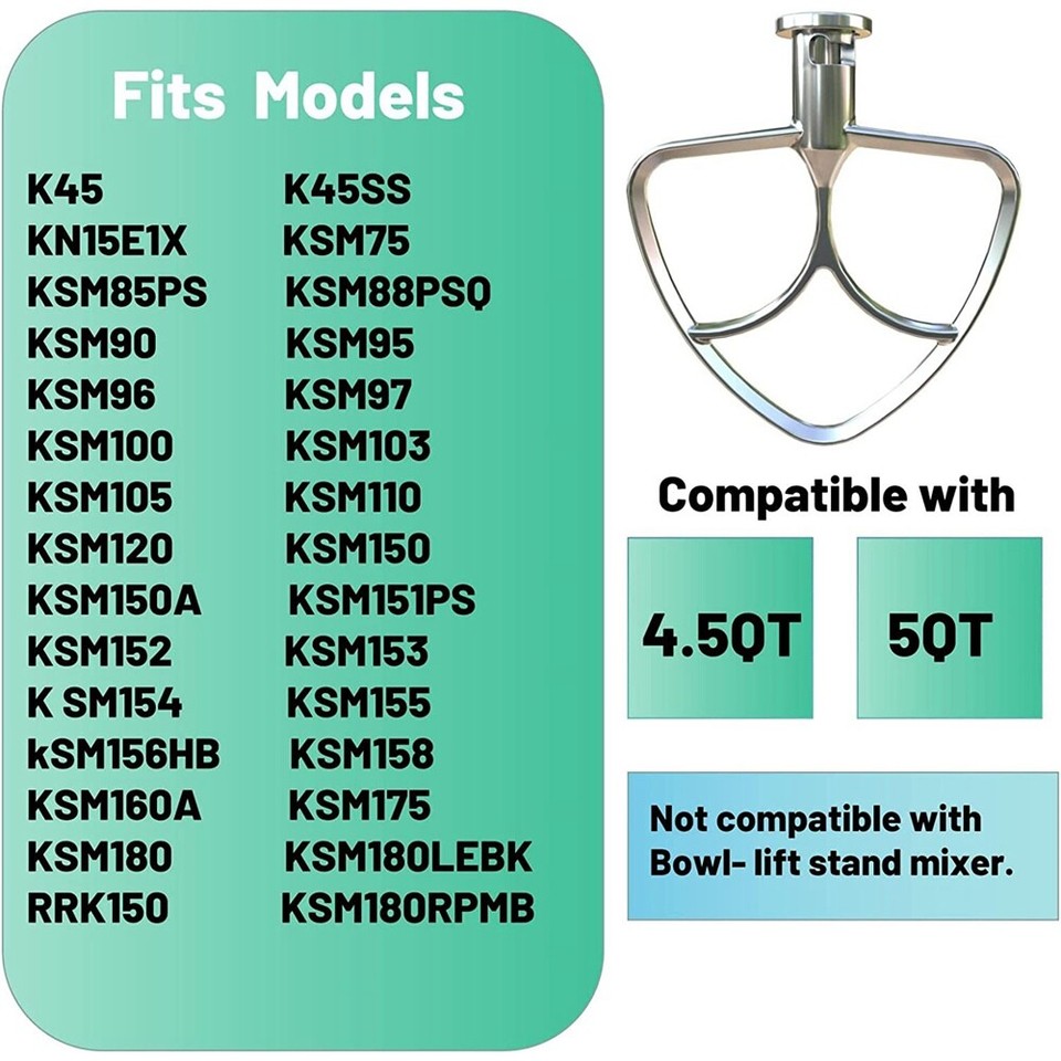 Stainless Steel Flat Beater for 4.55QT Stand Mixers Accessories9601 eBay