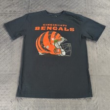 Cincinnati Bengals Shirt Reebok Vintage Black Short Sleeve Boys Youth 14/16
