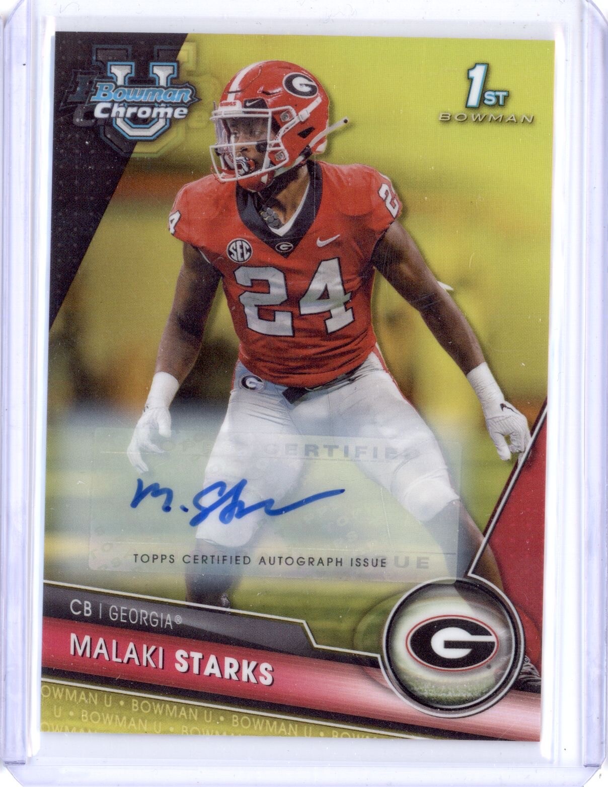 MALAKI STARKS 2023 BOWMAN UNIVERSITY CHROME #55 1ST YELLOW REFRACTOR AUTO 64/75