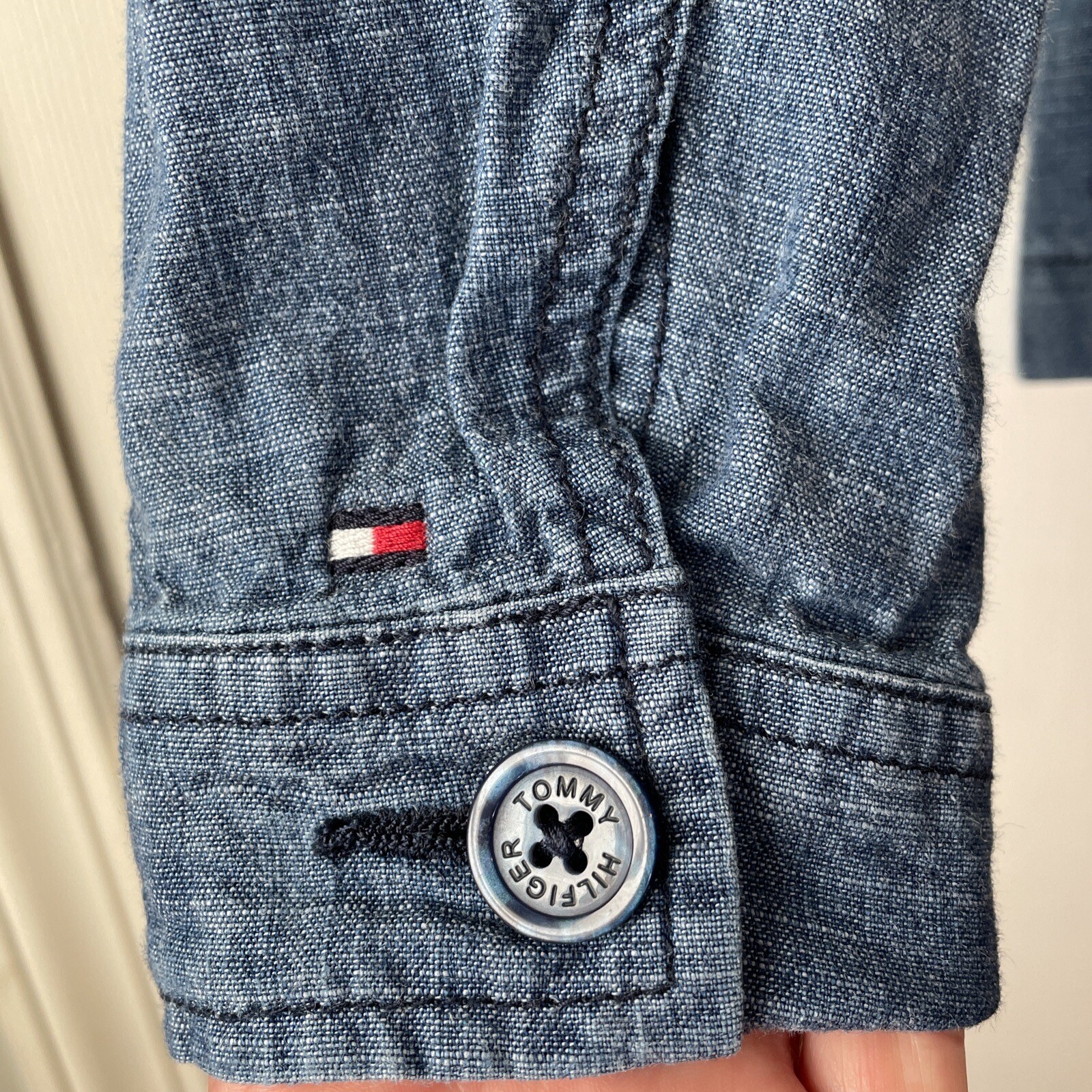 Tommy Hilfiger Jean Jacket S Lightweight Full Zip Button Up Pockets Back Slit thumbnail 13