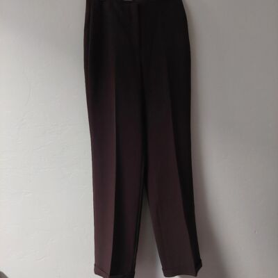 Louben Brown Front Zip  Trouser Triacetate  Pants Women Size 4