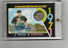 2020 TOPPS HERITAGE MINOR LEAGUE 1971 COIN/AUTOGRAPH RC JJ BLEDAY/MARLINS 4/10