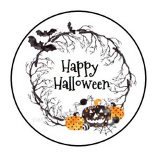 HAPPY HALLOWEEN WREATH ENVELOPE SEALS LABELS PARTY FAVORS STICKERS