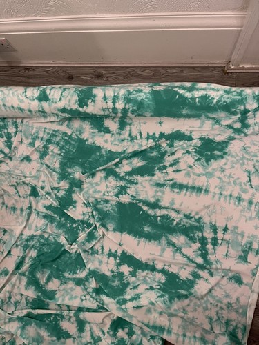 1m White/ Green Tie Dye Print Viscose Elastane Jersey Fabric 2-Way Stretch 60” - Picture 3 of 5