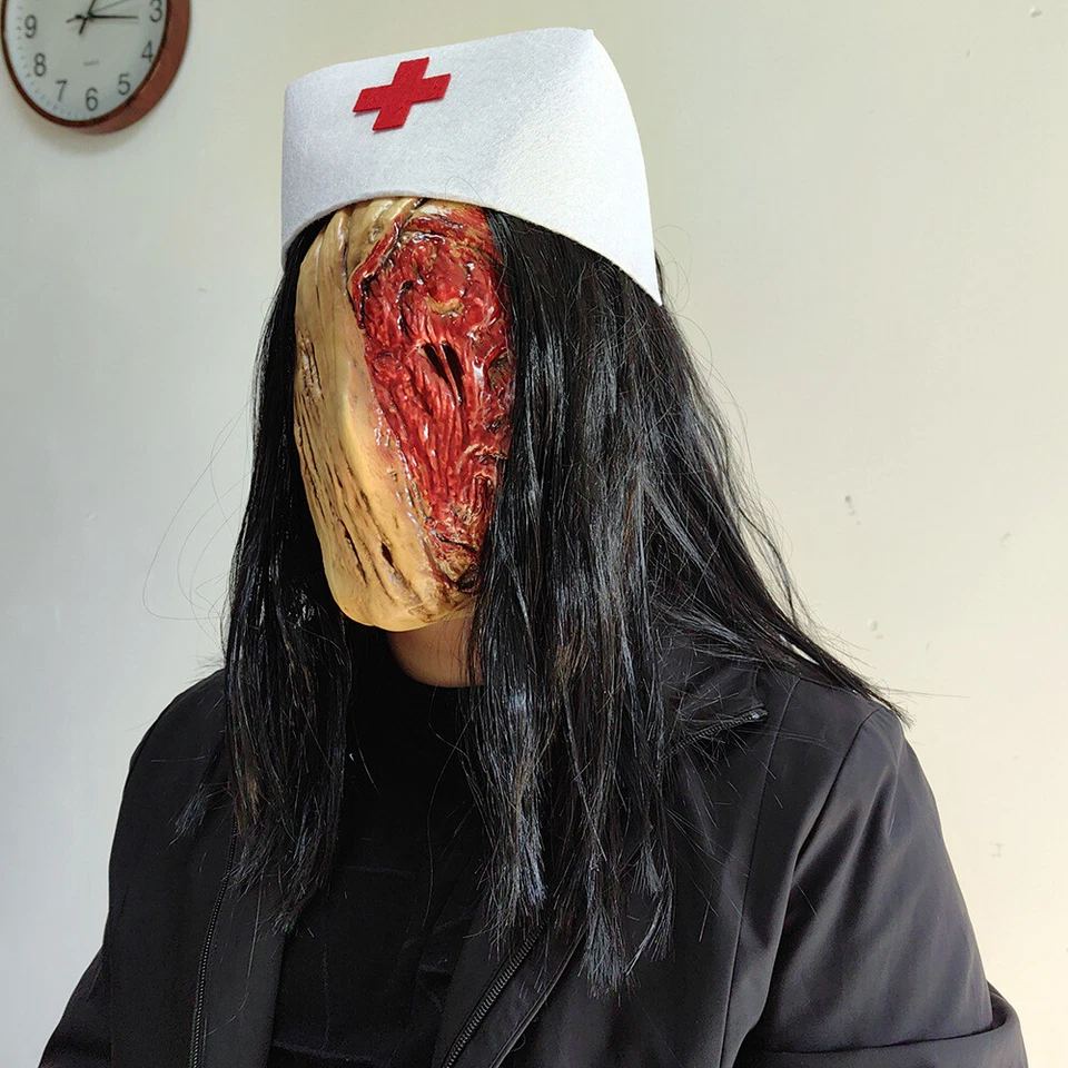 Cosplay Silent Hill the Zombie Nurse Masks Hat Halloween Scary  Mask Latex Props - Image 3 of 4
