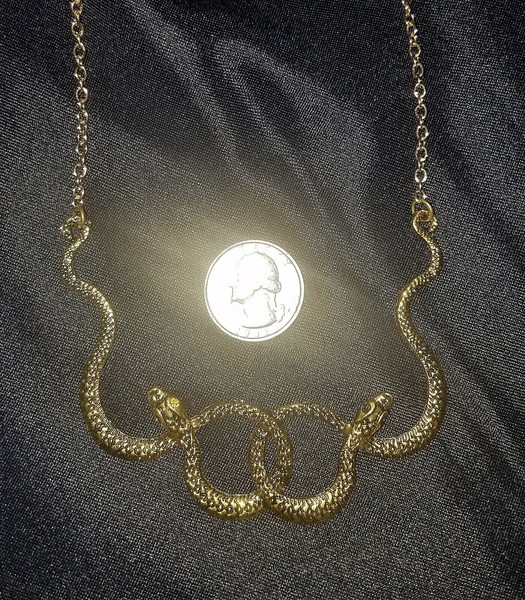 Alternate view of Ouroboros Auryn Snakes Gold Plated Necklace Gothic Steampunk Victorian Edwardian