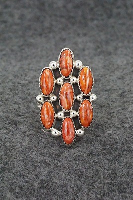 Spiny Oyster & Sterling Silver Ring - Roberta Begay - Size 8.5