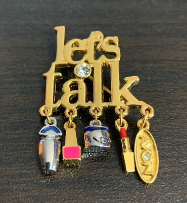 Vintage Avon Let's Talk Gold Tone Charm Brooch Pin