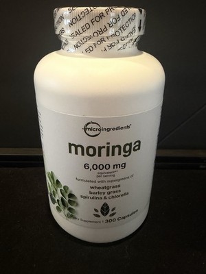 New Sealed Moringa 6000mg 300 Capsules By Micro Ingredients Exp 8/2027