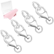 925 Sterling Silver Lobster Claw Clasps with 2 Closed Jump Rings, Necklace Cl...