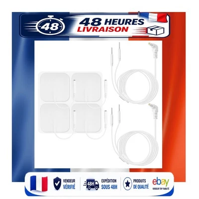 Câbles et Électrodes TENS TIENFOKOTA - Lot de 2 Câbles + 4 Électrodes - Photo 1/4