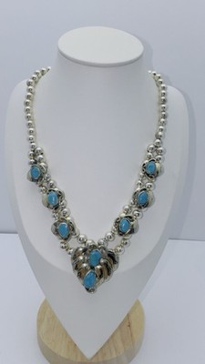 Vintage Sterling Silver & Turquoise Native American Necklace