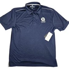 Georgetown Hoyas Shirt Men's Large Navy Polo Short Sleeve Colosseum Football New