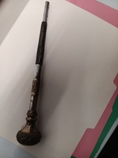 Antique Umbrella Parasol Cane Handle BLUISH Mother Of Pearl Etched handle