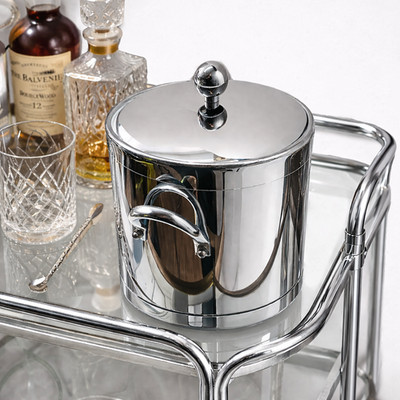 Kitchencraft Americano 5 Qt. Chrome Ice Bucket Lid, Metal Side Handles USA Made