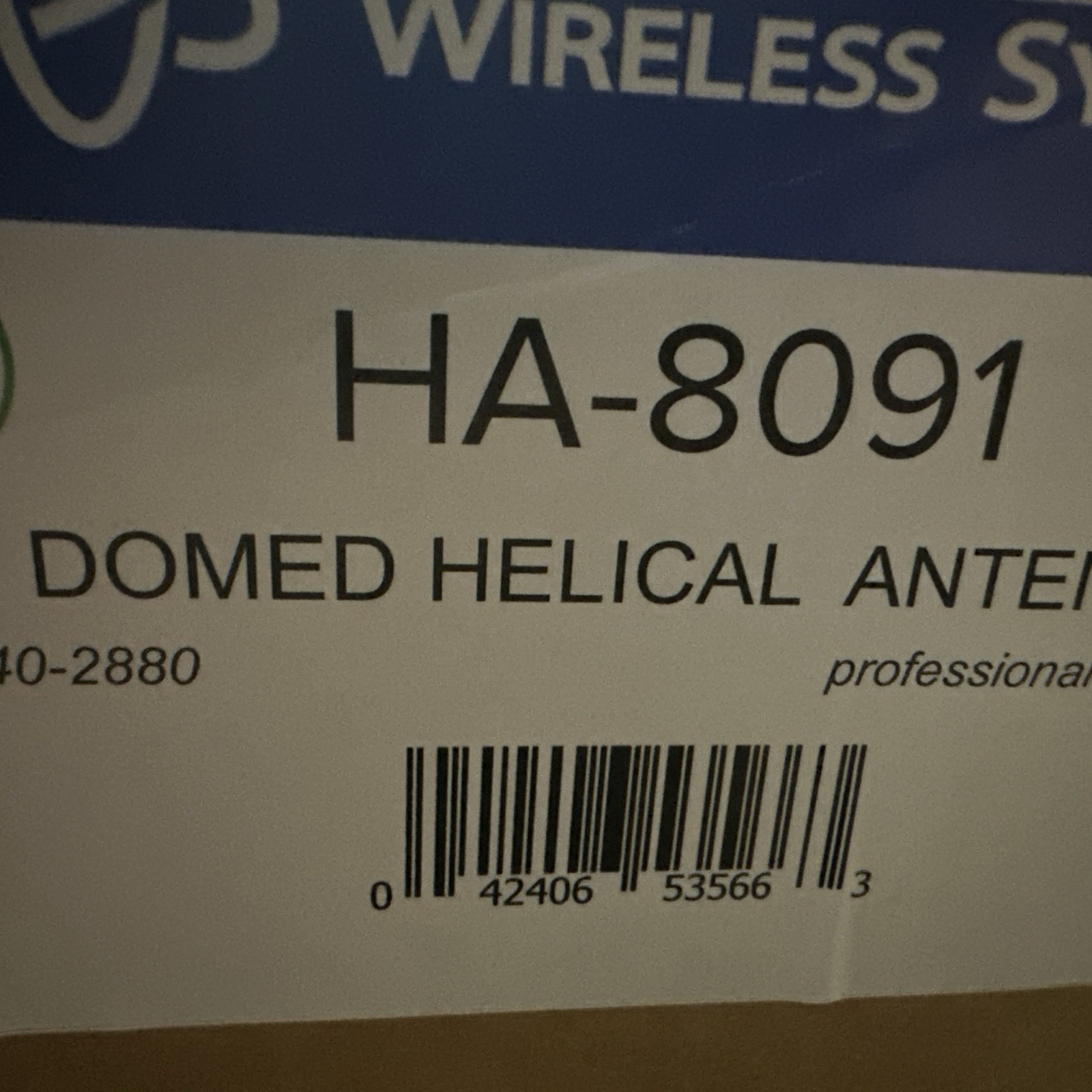 Shure HA-8091 Domed Helical Microphone Antenna, 460-900MHz - BRAND NEW
