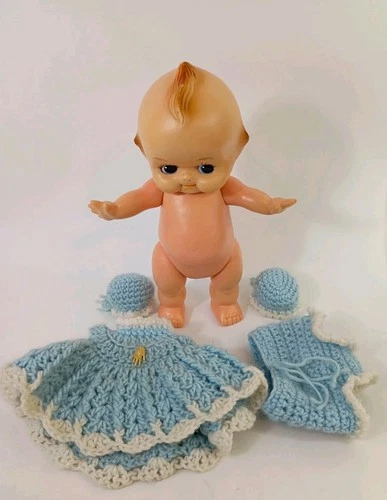 Vintage Large Kewpie Plastic Articulated Jointed Doll 13" WITH WINGS Taiwan
