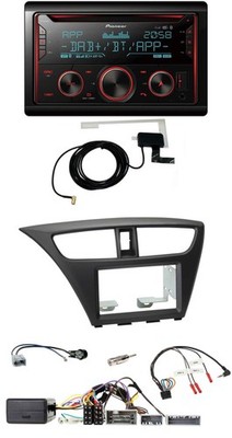 Pioneer 2DIN Lenkrad DAB USB CD Bluetooth Autoradio für Honda Civic ab 12 schwar