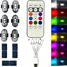 6PCS Wireless LED Strobe Lights Remote 8 Colors Rechargeable Waterproof for Car