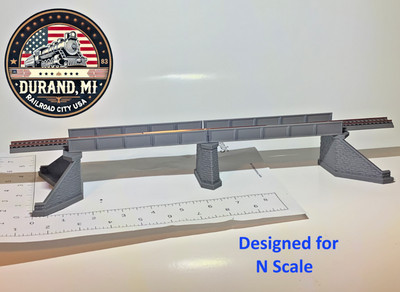 N Scale 2-Section Railroad Bridge Kit   Stone Piers   Gray - 10inch - Single