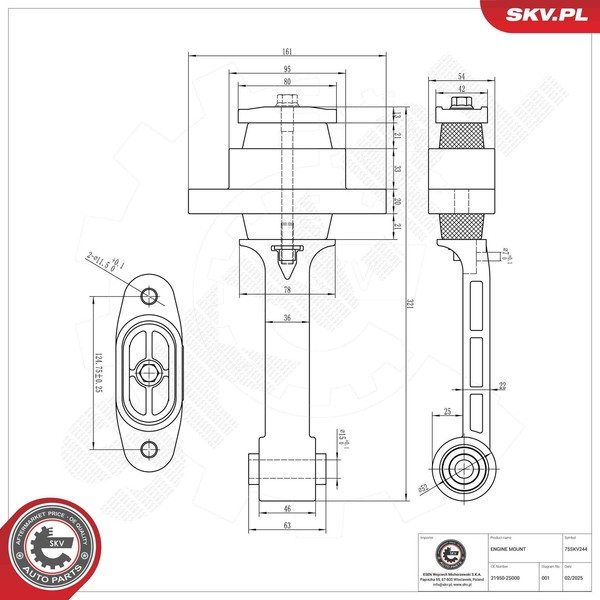 Esen Skv Motorlager Lagerung Motor Hinten FüR Kia Sportage 1.6 Gdi 2.0 Crdi-image