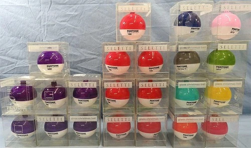 LOT OF 22 RARE SELETTI PANTONE UNIVERSE GLASS BALL CHRISTMAS ORNAMENTS SET