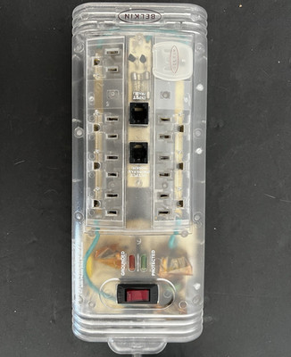Belkin 8-Outlet Surge Protector Power Strip 8ft Clear On/Off Switch F9H810-08