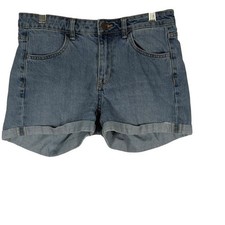 H M Denim Womens Regular Waist Cuffed Denim Shorts Blue Size 6 Medium Wash