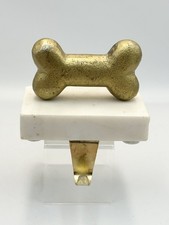 Dog Leash Hanger Or Stocking Hanger Solid Marble Base With Iron Gold Tone