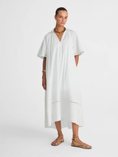 Madewell $148 Poplin Short Sleeve Splitneck Midi Shirtdress White Size XL #NV435