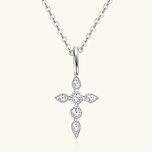 D Color Round Moissanite Cross Pendant Necklace 925 Sterling Silver Chain GRA - Picture 17 of 17
