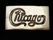 PJ03143 VINTAGE 1970s  CHICAGO  MUSIC COMMEMORATIVE SOLID BRASS BELT BUCKLE