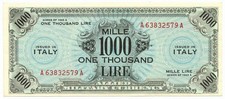 1000 LIRE OCCUPAZIONE AMERICANA IN ITALIA BILINGUE FLC A-A 1943 A SPL+