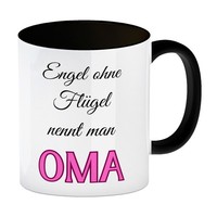 Oma Kaffeebecher In Schwarz Mit Spruch Engel Ohne FlüGel Nennt Man Oma