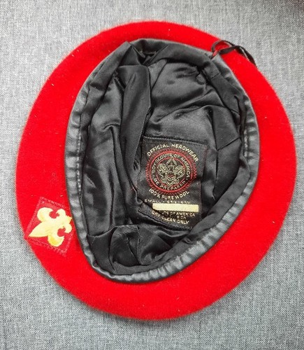Vintage Boy Scouts of America Red Beret Cap 100% Wool Small 6 5/8 - 6 3/4 BSA