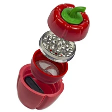 4 Parts Cute Pepper Design Herb Grinder for Spices and Tobacco Novelty gift man